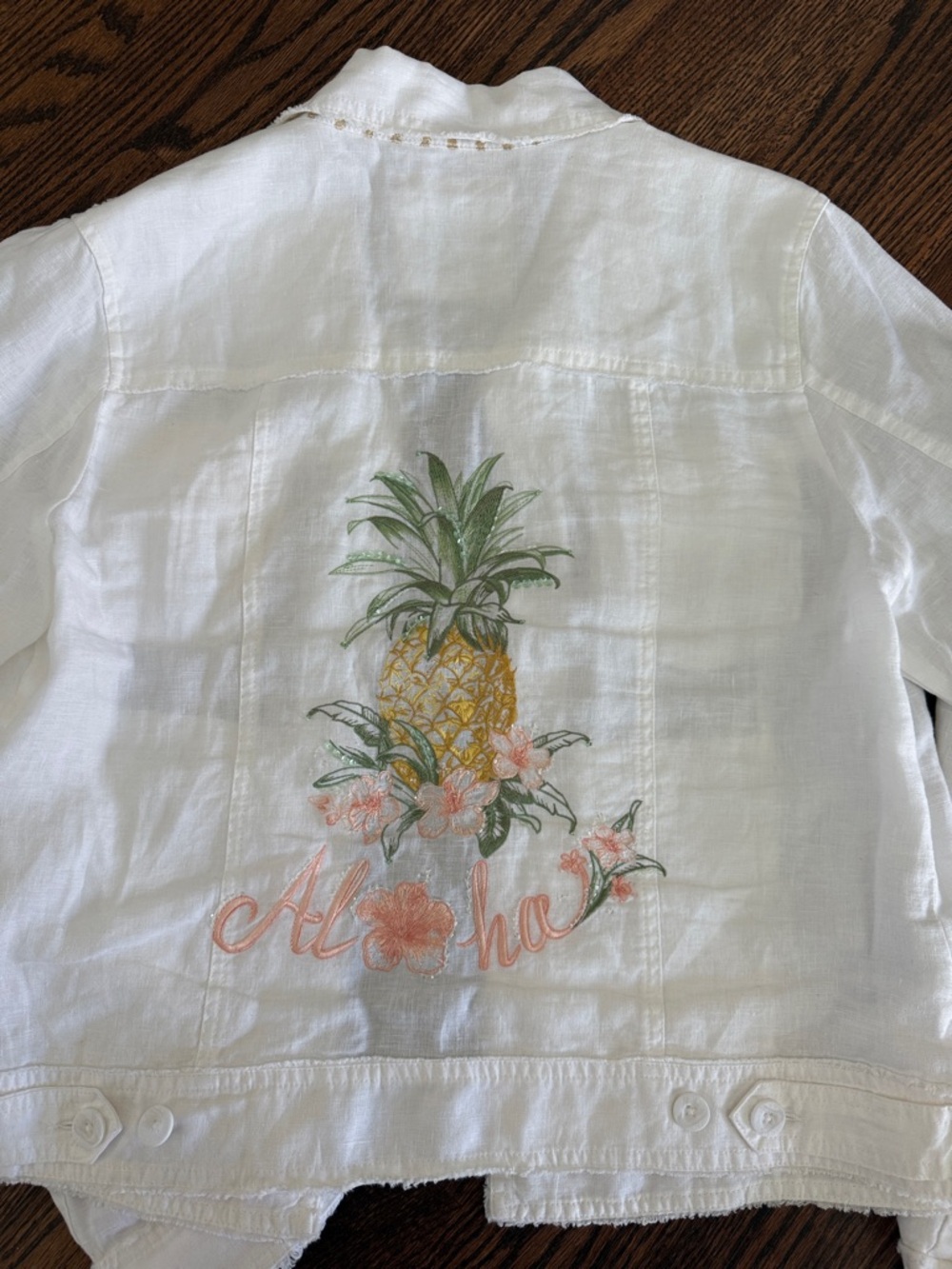 Tommy Bahama White Linen jacket with Gold Accent